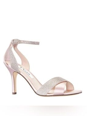NINA Womens Gold Criss Cross Straps Glamorous Heels